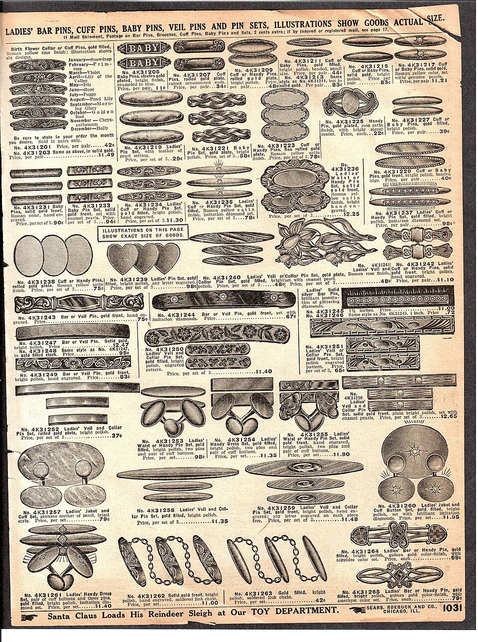 Jewelry and accessories on a page identified as coming from a 1912 Sears catalog.